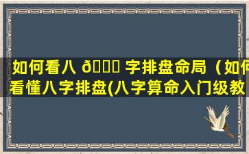 如何看八 🐛 字排盘命局（如何看懂八字排盘(八字算命入门级教程)精编版）